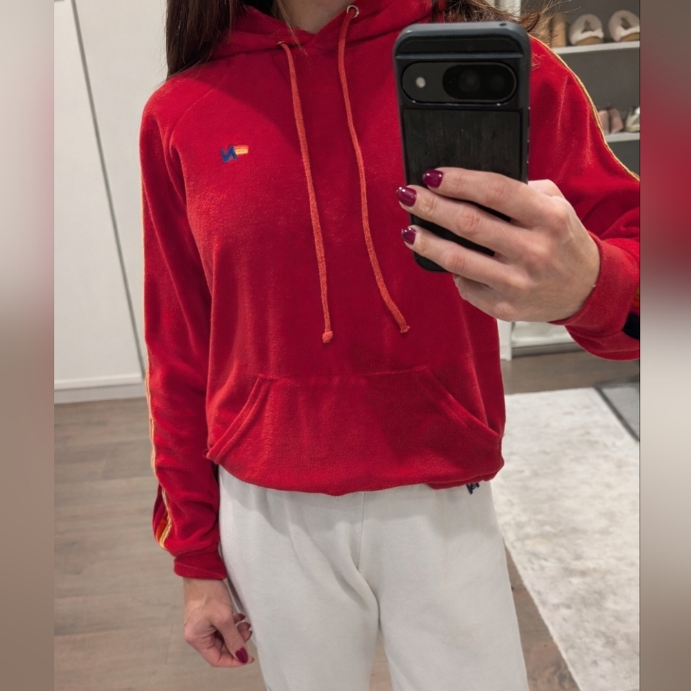 Aviator Nation Red Velvet Hoodie - XS